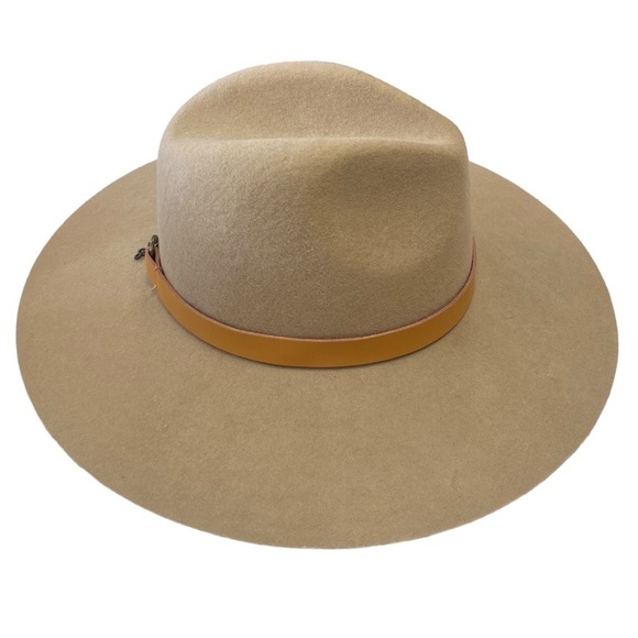 NWOT Gigi Pip Emma Wide Brim Fedora in Tan Size 57 S/M - Picture 2 of 9
